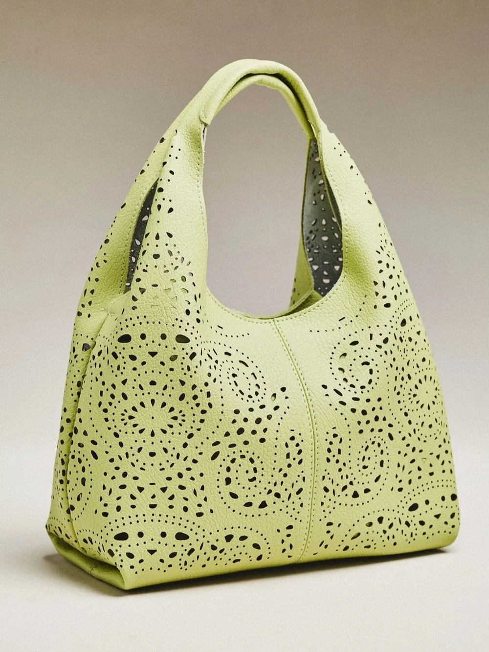 Anthropologie Melie Bianco Perforated Hand Bag in Green NWT